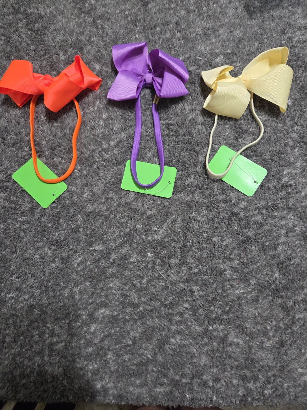 Kids Bow Headband Trio - Orange, Purple, Pale Yellow